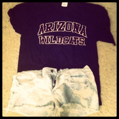 College T shirt, Washed Out Shorts